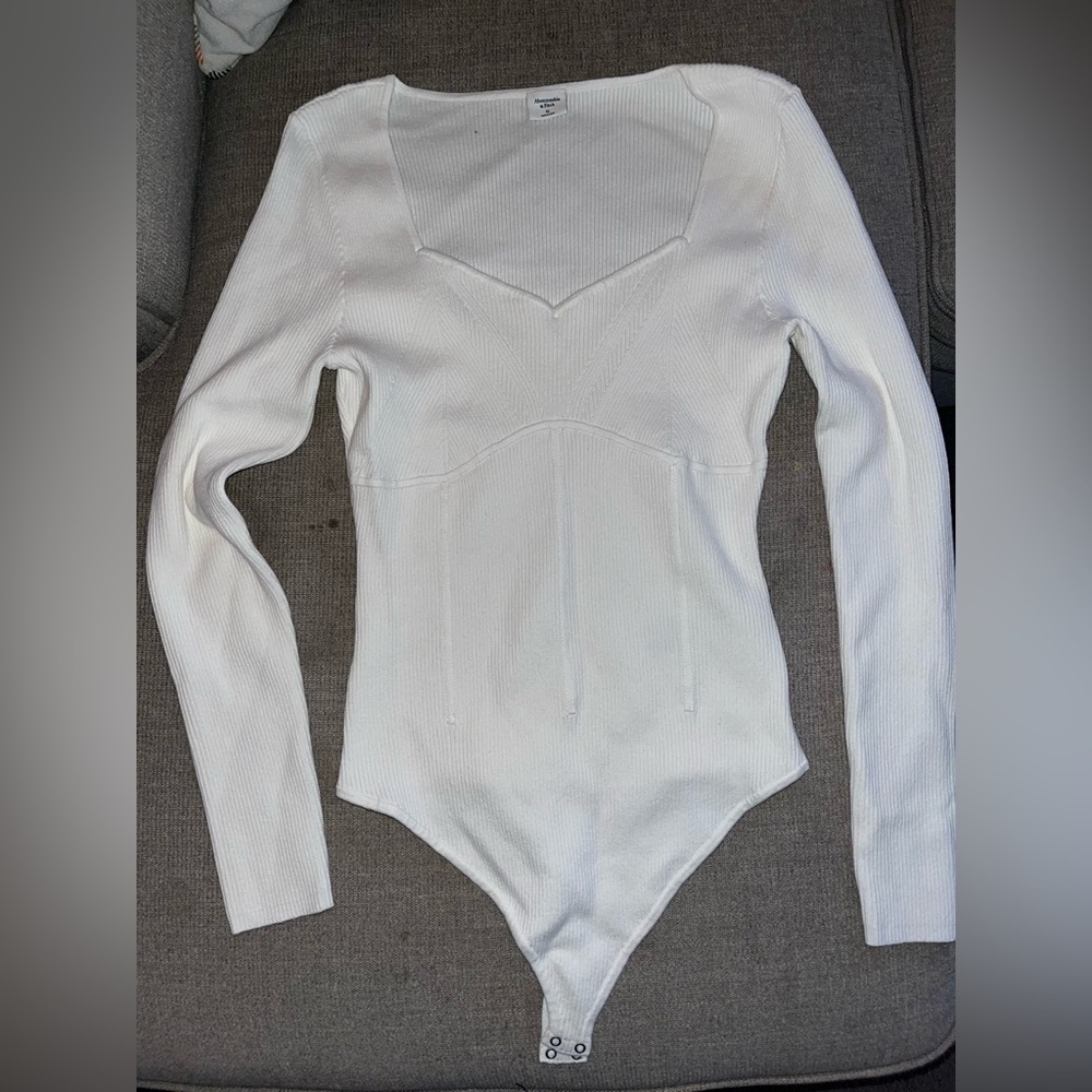 White A&F, sweater bodysuit